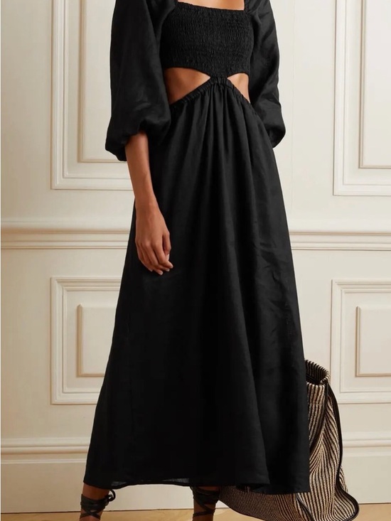 Faithfull the Brand Dresses & Skirts - Faithfull the Brand Black Cutout Maxi with Puff Sleeves